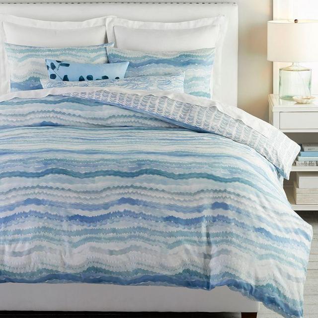 Rebecca Atwood Surf Reversible Organic Percale Duvet Cover, King/Cal. King