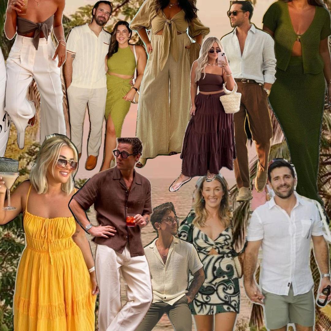 welcome party vibe - semi formal, khakis/linens, button ups, patterns. vibrant earth tones, sundresses, trousers, two piece sets, etc! *this is meant to be inspo, not a strict guide!*