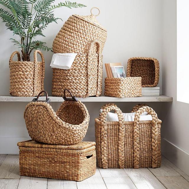 Beachcomber Lidded Narrow Rectangle Basket, Natural