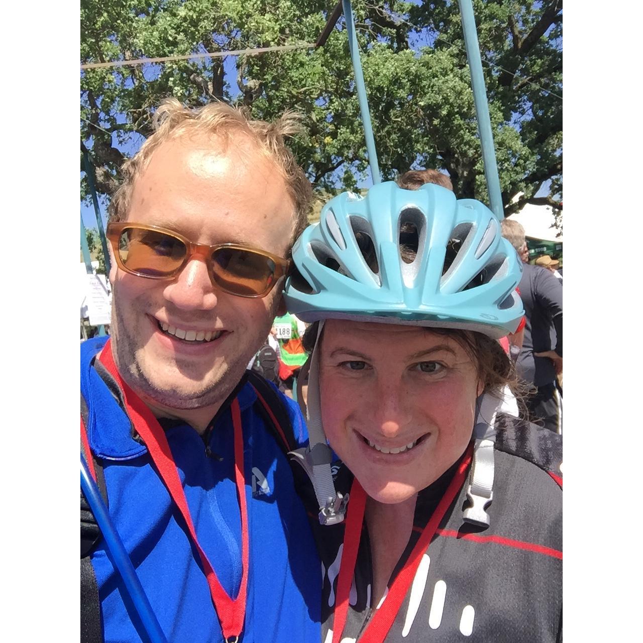 Marisa almost dumped Ryan after their first bike ride. Racing bikes in Napa, was much more fun!