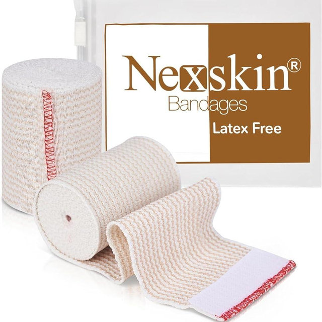 Premium Elastic Bandage Wrap (3" x2) - Nexskin Latex Free Compression Bandages Hook & Loop Fasteners at Both Ends - Lifetime Washable & Reusable Bandages