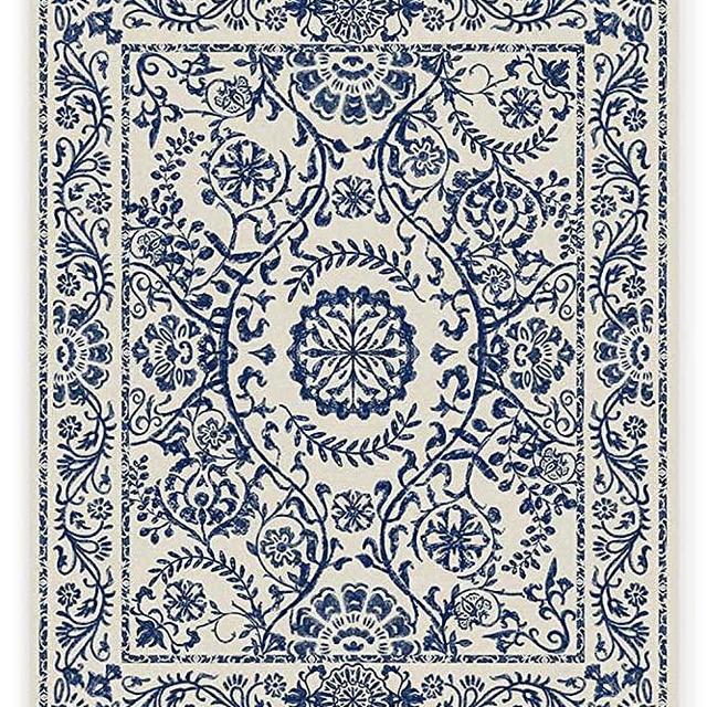 RUGGABLE Machine Washable Area Rug - Vintage Collection - Traditional - 2-Piece Patented Rug System - Delphina Delft Blue 8'x10'