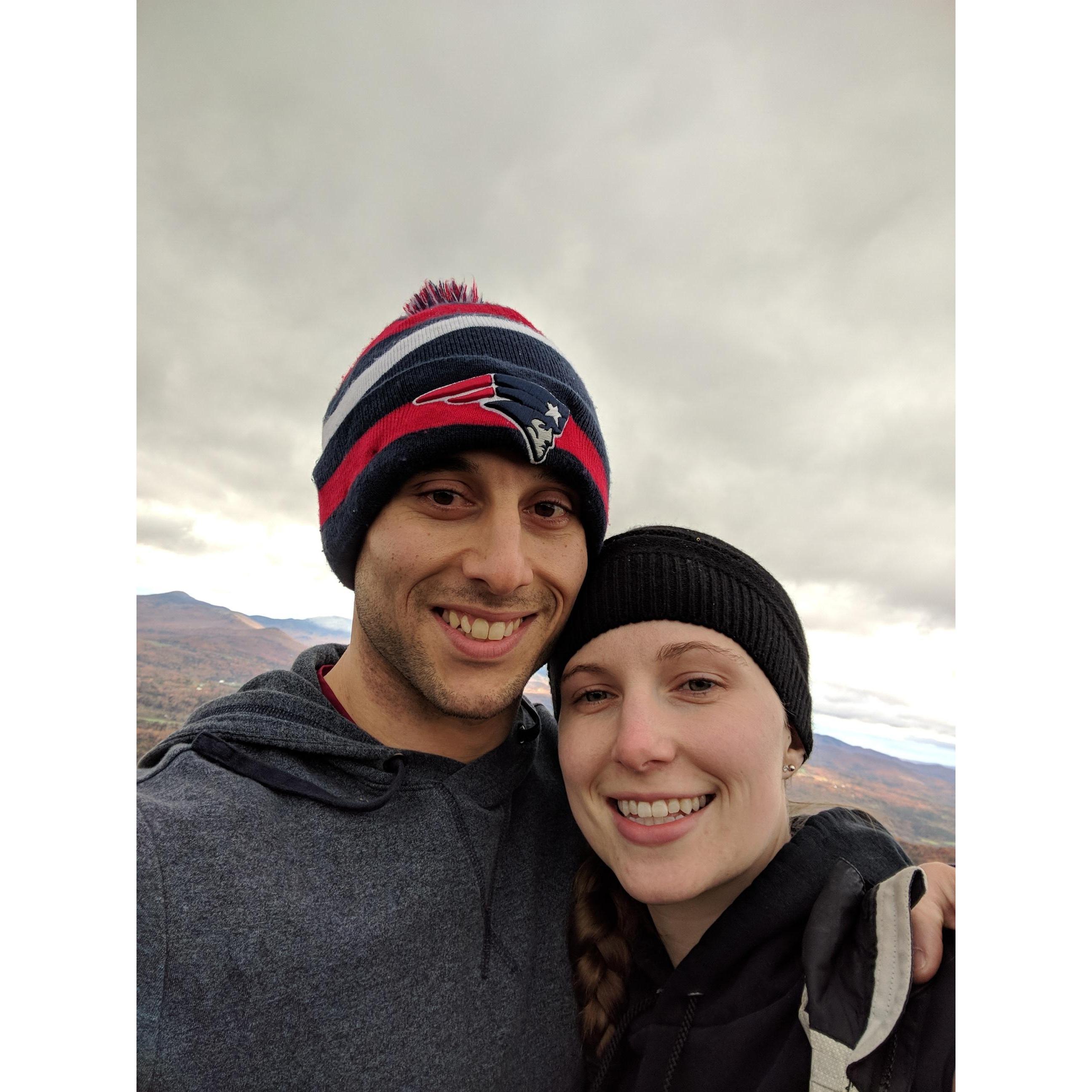 During a hike on our first trip together in Stowe, VT for Chris' 31st birthday