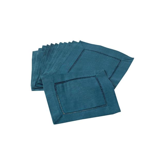 12pk Hemstitched Cocktail Napkins Indigo - Saro Lifestyle