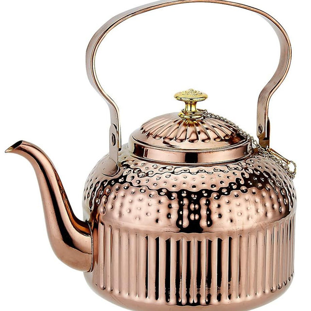 SANQIAHOME Antique 1.5L (50Oz) Stainless Steel Teapot with Infuser copper