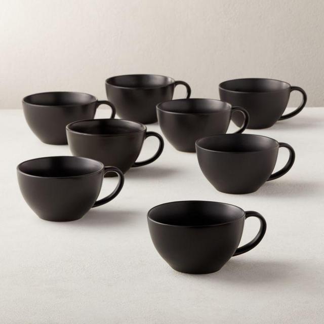 Crisp Matte Black Mugs Set of 8