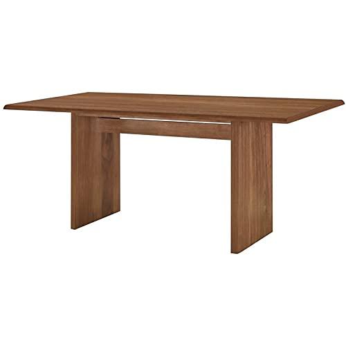 Home Fare Double Slab Pedestal Base Wood Dining Table in Walnut Brown