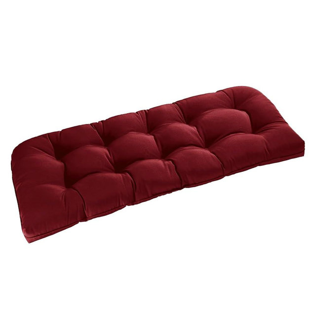downluxe Outdoor Bench Cushion for Patio Furniture, Waterproof Tufted Overstuffed Porch Swing Cushions, Thick Outdoor Loveseat Cushions, 44" X 19" X 5", Burgundy, Set of 1