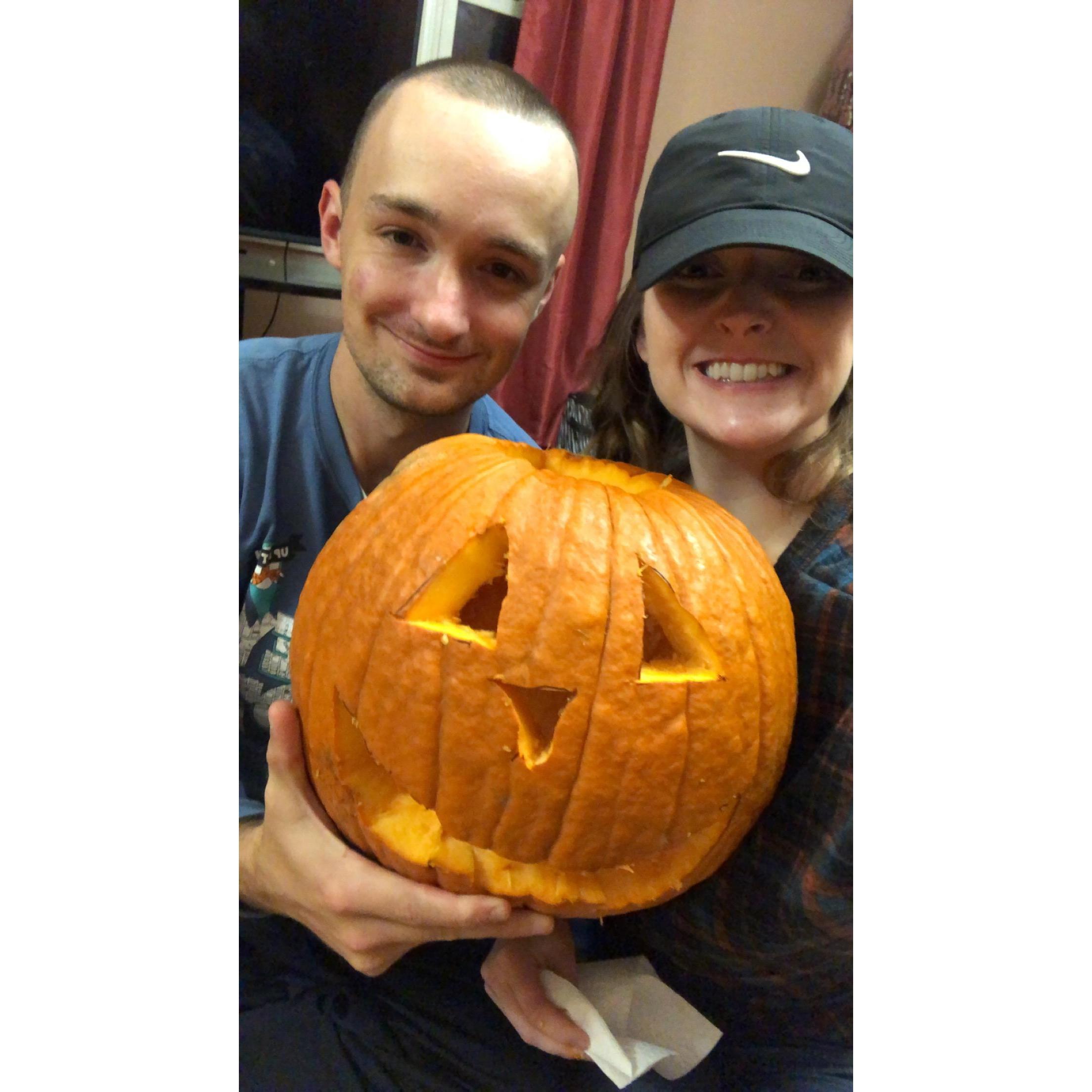 Carved our first pumpkin together 2019.