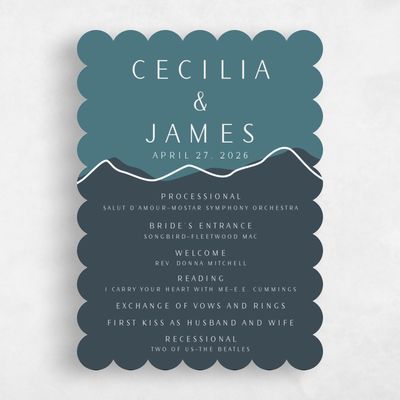 Blue Scalloped Wedding Program - Cedarcrest