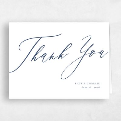Navy, Blue Wedding Thank You - Violin Letterpress