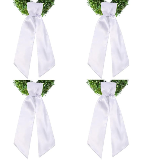 4 Pack Wreath Sash for Front Door, Blank White Sash for Monogram Embroidery, Front Door Porch Decor, Wreath Accessories, 5'' W x 54'' L (4)