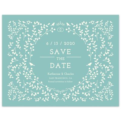 Blue Spring Wedding Digital Save the Date - Ivy Wreath