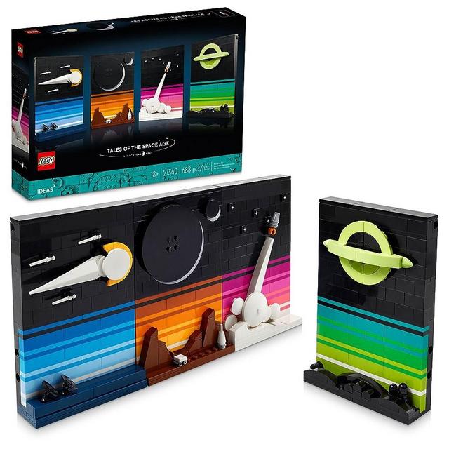 LEGO Ideas Tales of The Space Age 21340 Adult Building Set, Build and Display 4 Connectible 3D Postcard Models, Gift Idea for Sci-Fi and Astronomy Lovers to Build and Hang or Display Freestanding