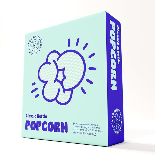 Popsmith Popcorn Pre-Measured Popcorn Kits - Five 4-oz Classic Kettle Corn Popcorn Machine Popcorn Packets with Popcorn, Salt ‘n Sugar Seasoning, & 100% Coconut Oil