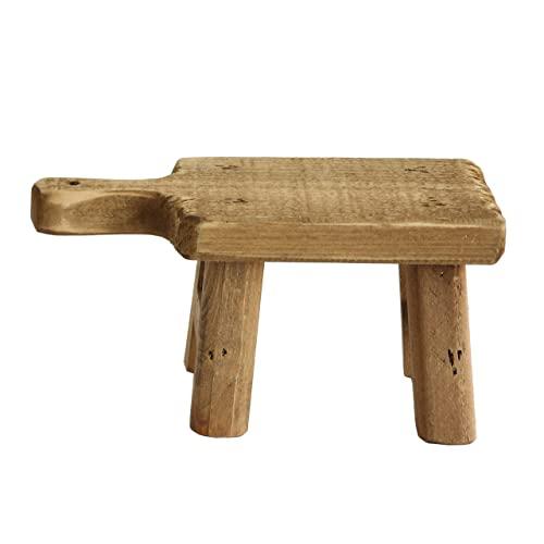 Creative Co-Op Rectangle Wood Pedestal with Handle, Small, Brown