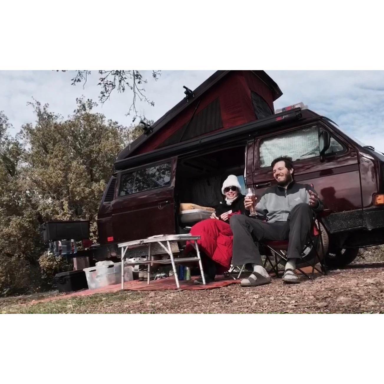 Camping in Big Sur CA with our second home. Nap-time happy hour, 2014