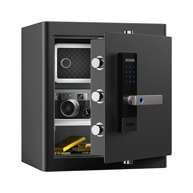 RPNB Deluxe Home Safe and Lock Box,Smart Touch Screen Biometric Fingerprint Security Safe Box with Voice Prompt,One-touch Unlock,Interior Box,Dual Warning,Suitable for Home Office Hotel,1.6 Cubic Feet