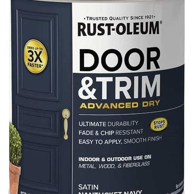 Rust-Oleum 369386 Advanced Dry Door & Trim Paint, Quart, Satin Nantucket Navy