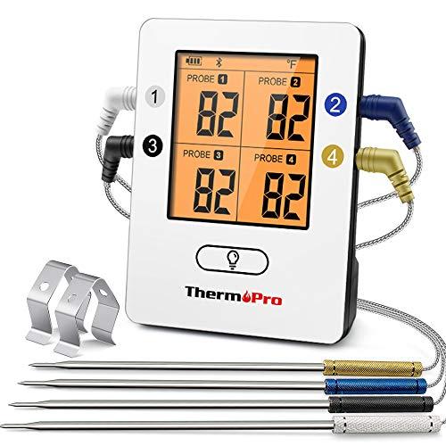 ThermoPro TP25 Wireless Bluetooth Meat Thermometer with 4 Temperature Probes Smart Digital Cooking BBQ Thermometer for Grilling Oven Food Smoker Thermometer, 495ft Long Range