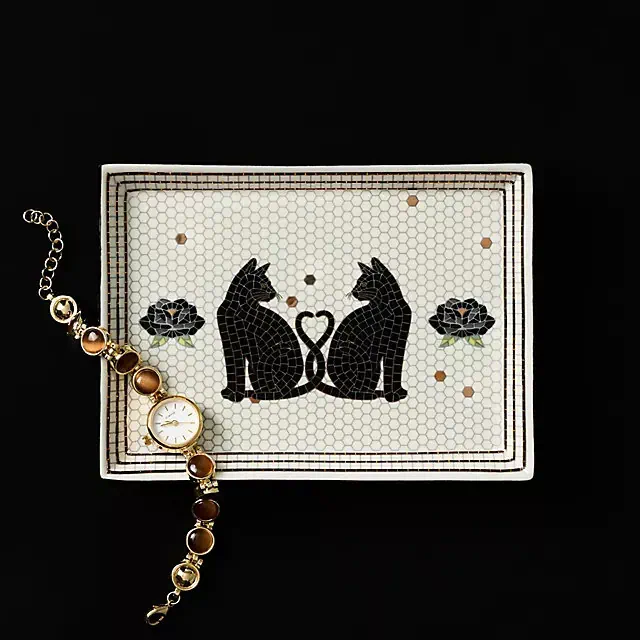 Bistro Tile 24k Gold Accent Halloween Vanity Tray