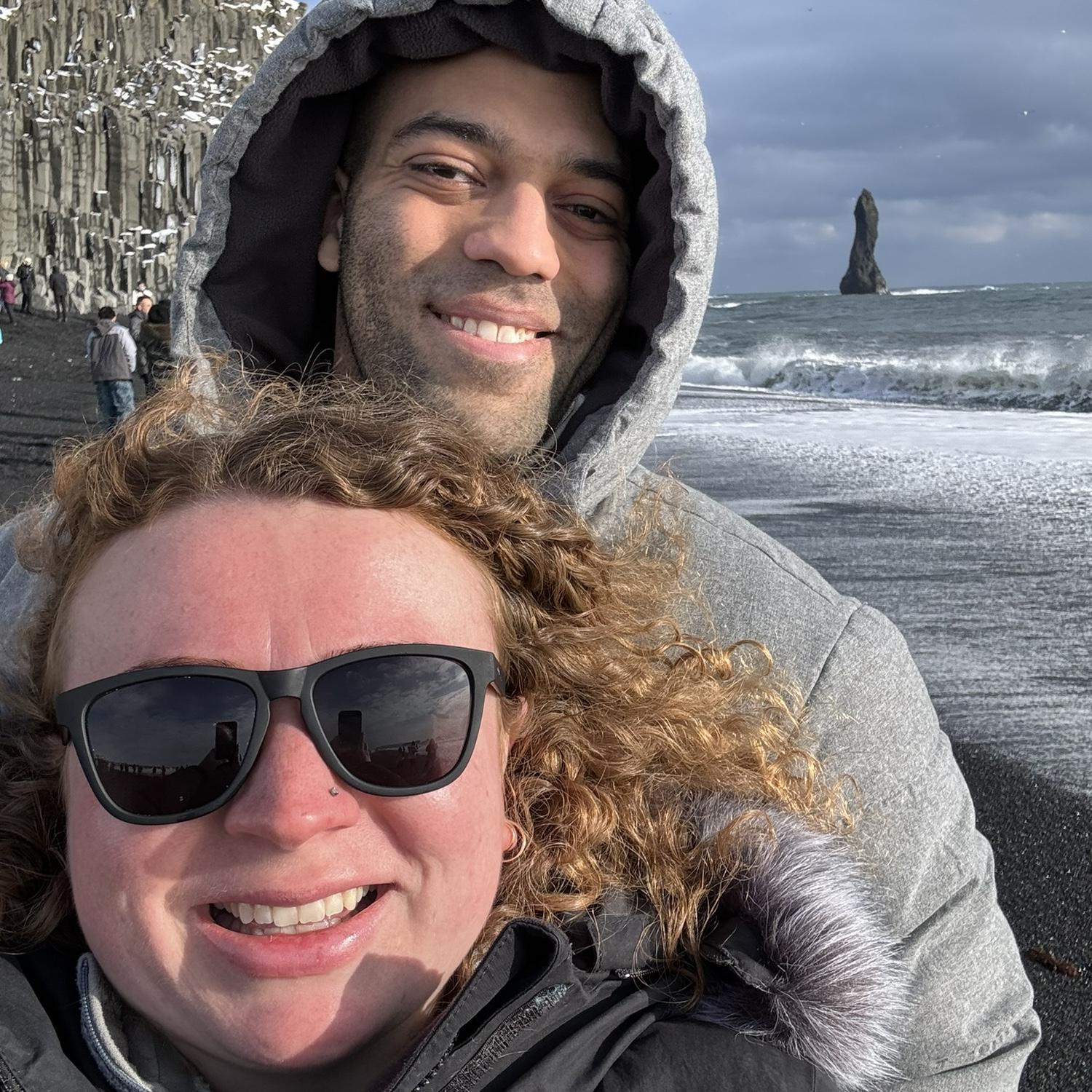 On the black sand beach in Iceland, March 2024