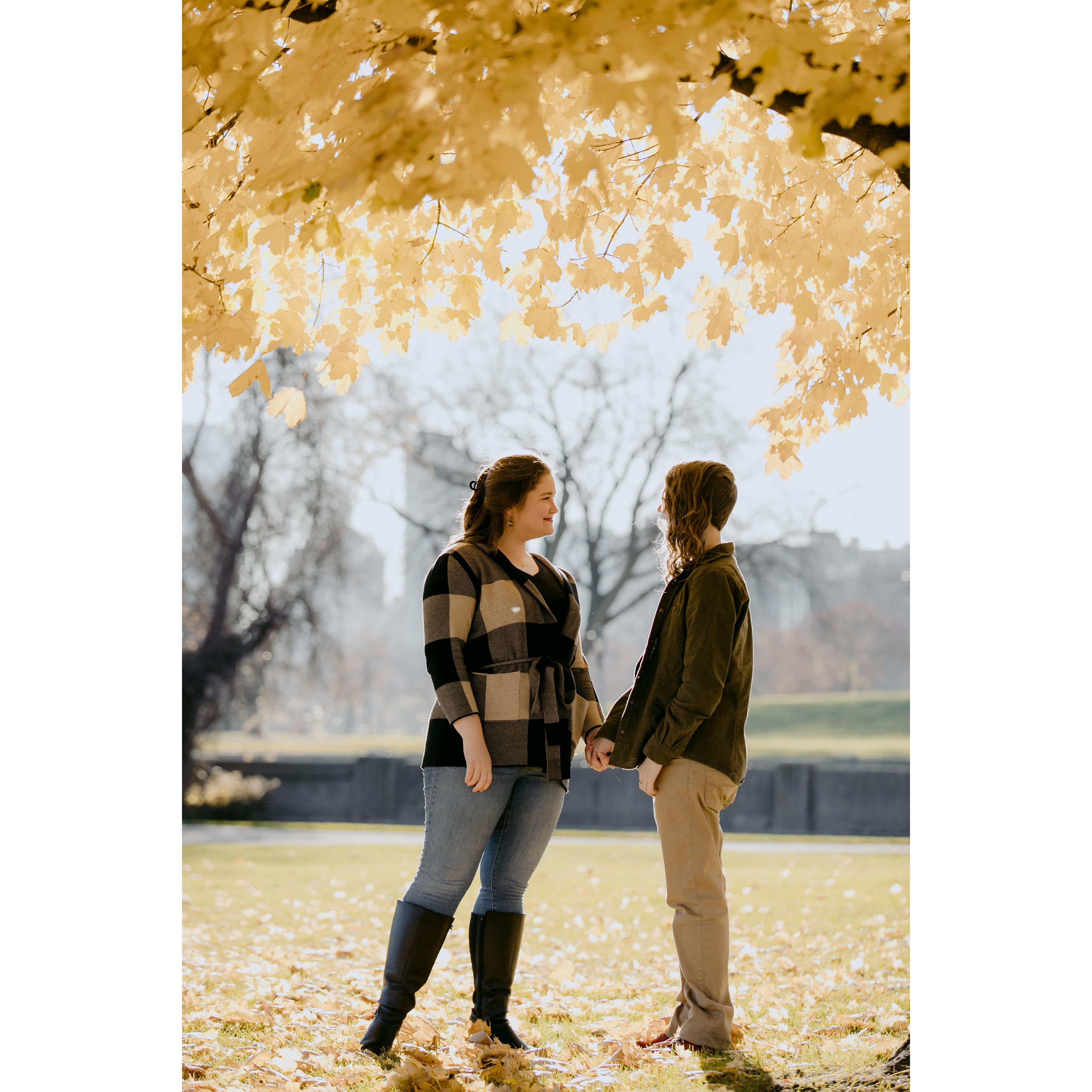 Engagement photos
We caught the tail end of the fall leaves