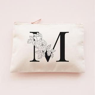 Floral Monogram Canvas Cosmetic Bag