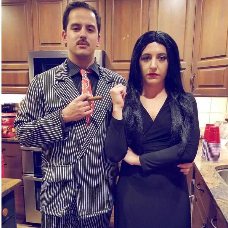 Jamison, 2017 -- Our first ever photo together. We dressed as Morticia and Gomez Addams for Halloween and Christian met Lydia's friends for the first time.