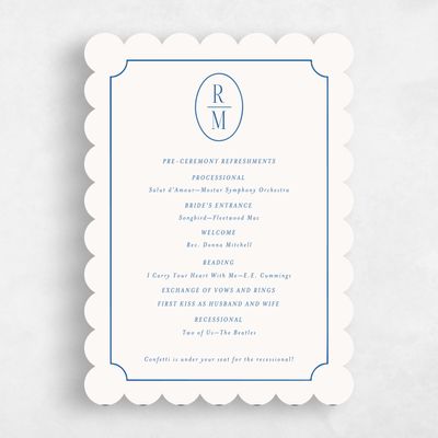 Blue Scalloped Wedding Program - Idalia