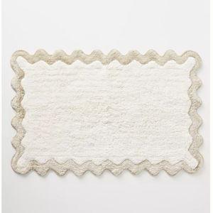 Maeve by Anthropologie Scalloped Cotton Bath Mat | Large | Taupe