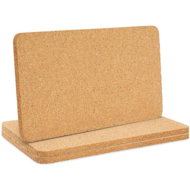 Juvale 3 Pack Rectangle Cork Trivets for Hot Dishes - Cork Placemats, Pads for Kitchen Counter, Pots, Table