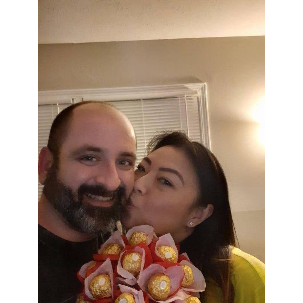 He hand-made the ferrero rocher bouquet for my birthday.