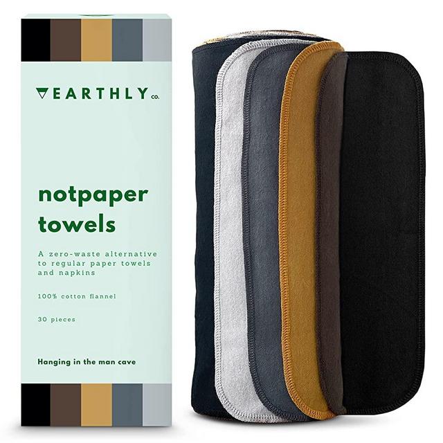 Earthly Co. Reusable Paper Towels - Cloth Paper Towels Reusable Washable - Roll of Reusable Napkins Paperless Paper Towels - Absorbent + Long Lasting - Zero Waste Products - (30 Pack, Mixed Colors)