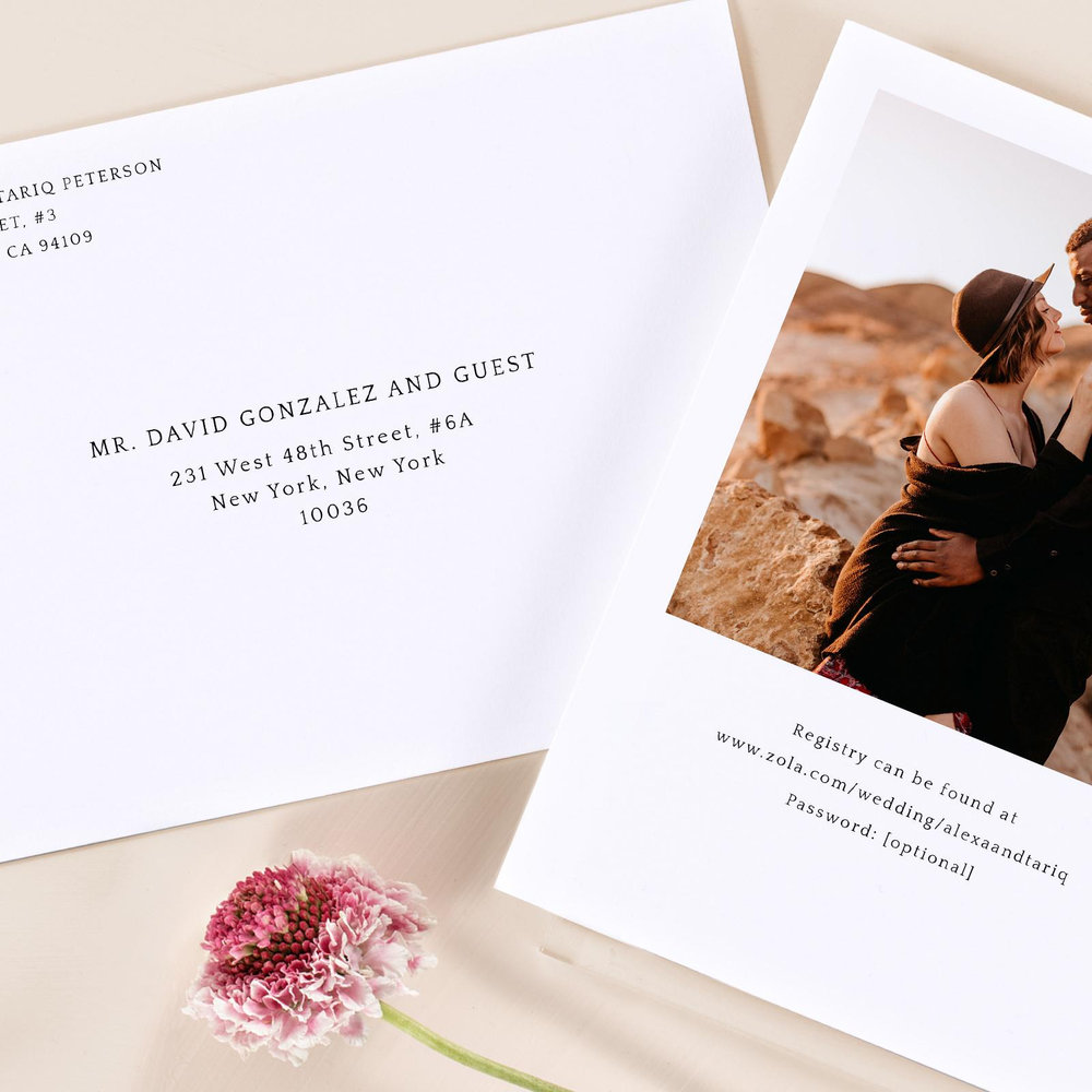 Octavia Portrait | White | Zola Wedding & Bridal Shower Invitations