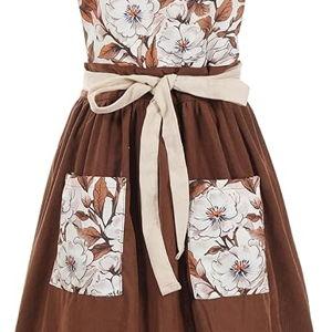 Vintage Pinafore Apron Dress for Women with Pockets Cute Floral Chef Aprons for Kitchen Cooking Baking Gardening