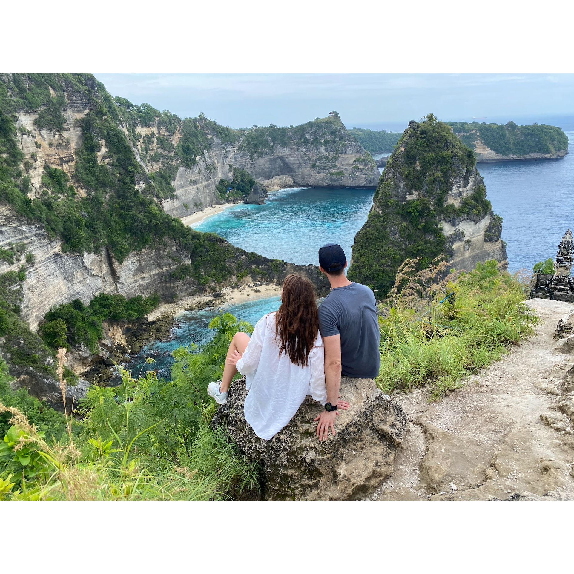 Overlooking Diamond Beach in Indonesia.