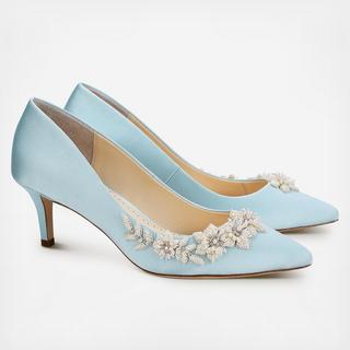 Iris 3D Floral Pearls And Beads Kitten Heels