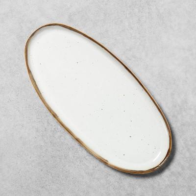 Reactive Glaze Stoneware Medium Oval Serve Tray Light Sour Cream - Hearth & Hand™ with Magnolia