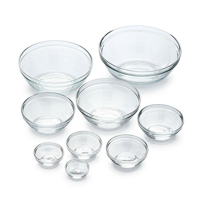 Duralex Gigogne Clear Stackable Bowls, Set of 9