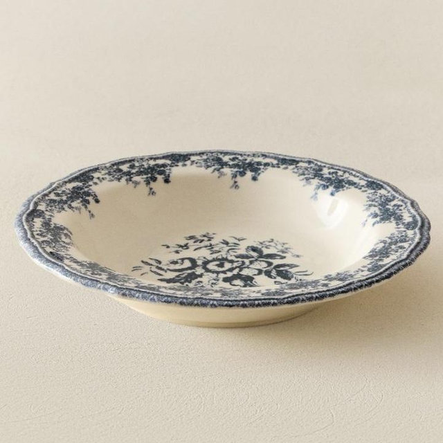 Floral Earthenware Soup Plate
