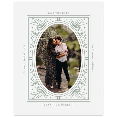 Sage, Green Wedding Digital Save the Date - Poplar Portrait