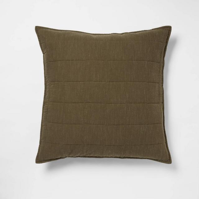Euro Space Dyed Cotton Linen Sham Olive - Threshold™