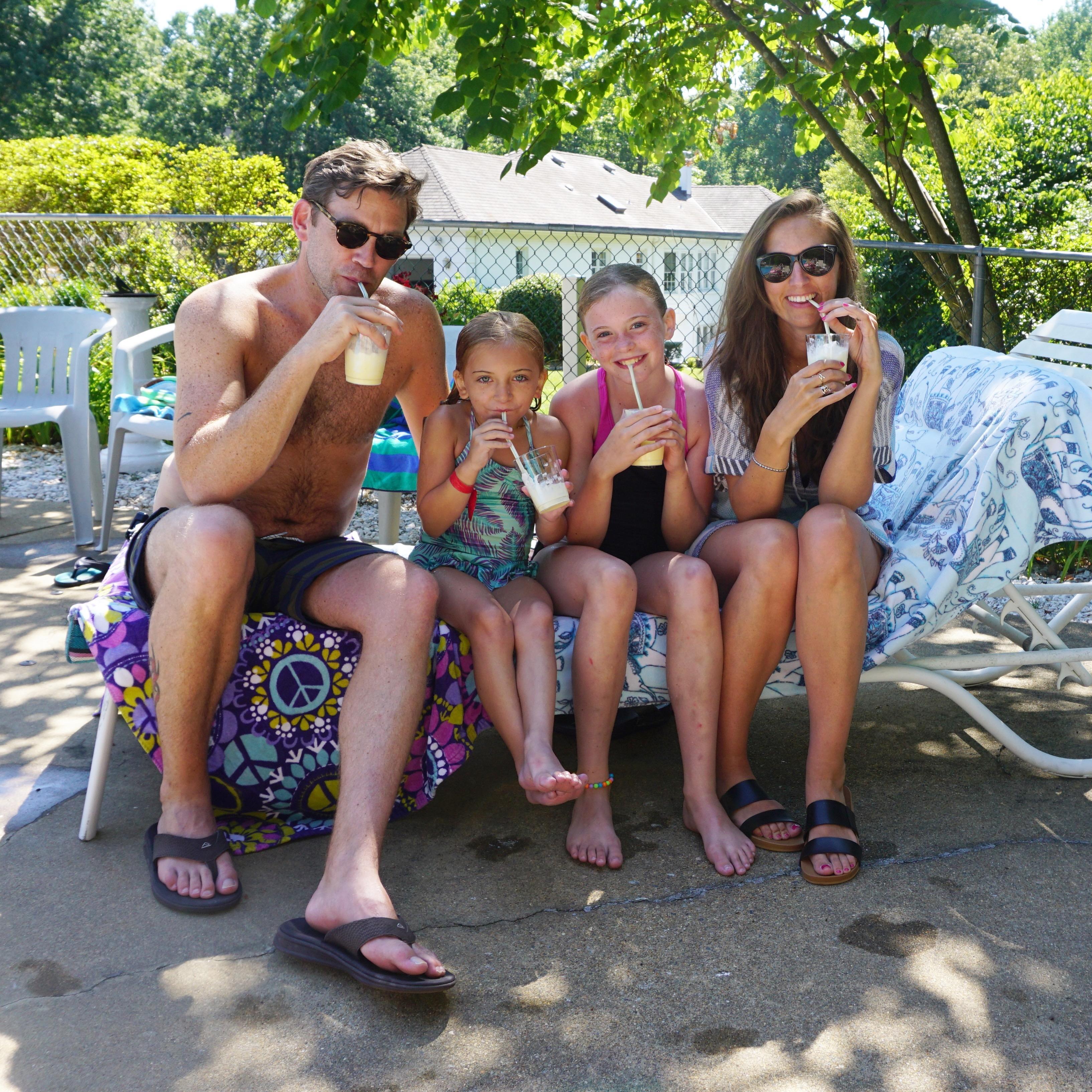 Drinking dolewhip floats poolside, July 2018.
