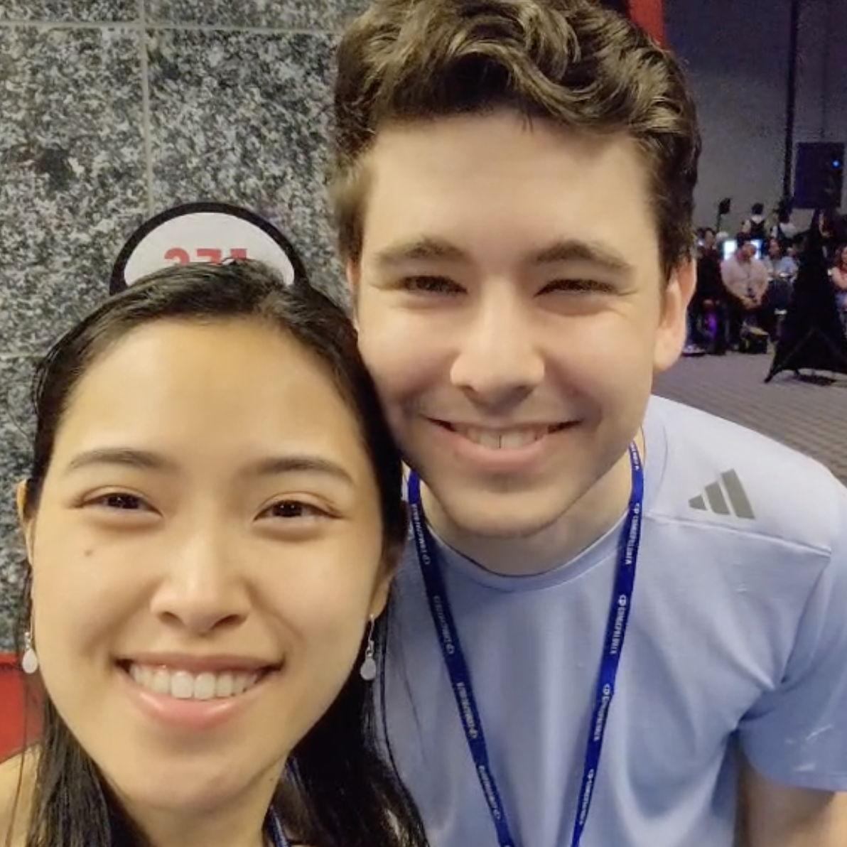 Matthew commentating at video game tournament 2024