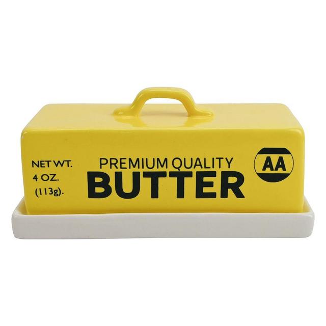 Premium Quality Butter Ceramic Lidded Butter Dish,Yellow