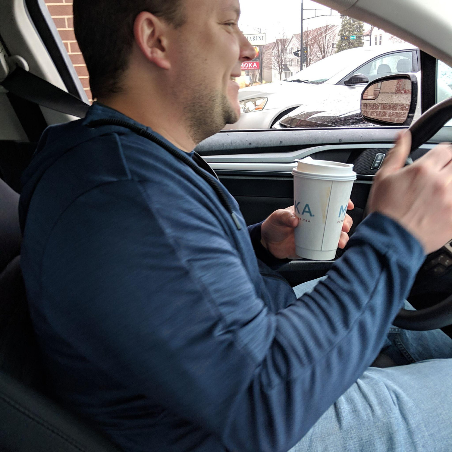 Jake's first sip of MOKA