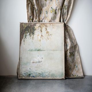 Vintage Swans Wood Framed Wall Decor