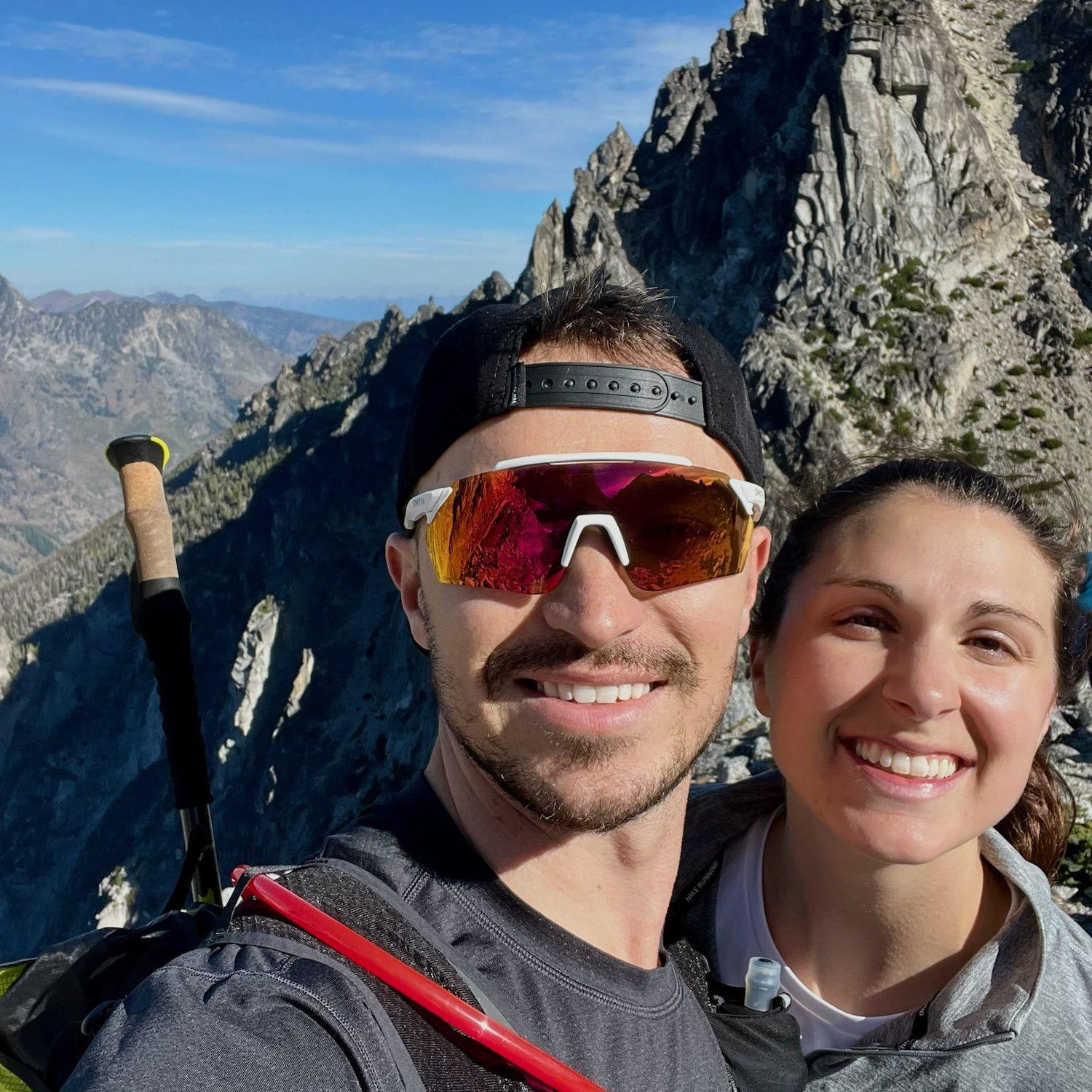 Somehow smiling at the top of Aasgard Pass