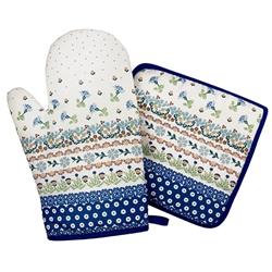 Polish Art Center - Polish Stoneware Design Oven Mitt/Pot Holder Set IV